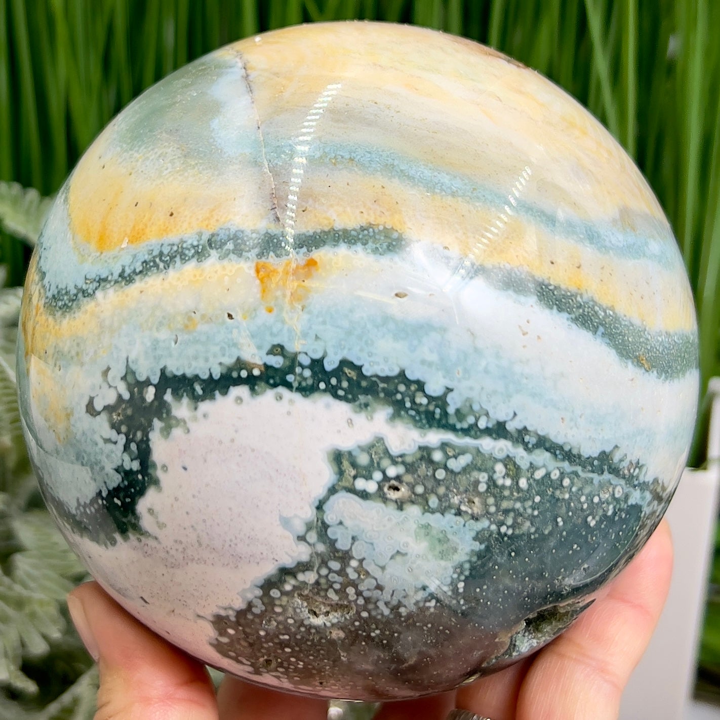 Ocean Sea Jasper Orbicular Sphere Large Crystal Ball 2431g 123mm