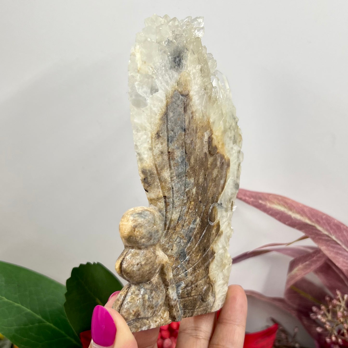 Clear Quartz Angel Fairy Healing Crystal Carving