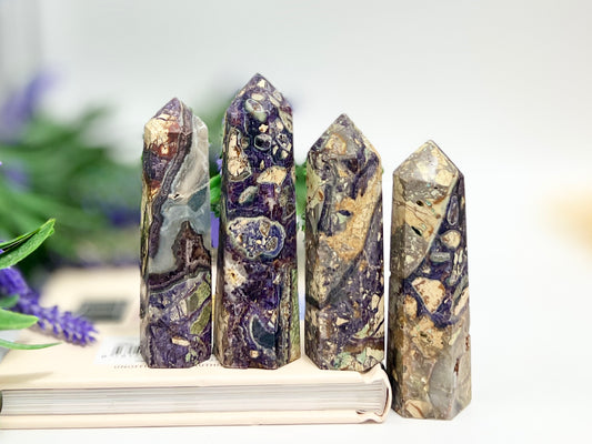 Purple Brecciated Jasper Points Towers Crystal Generators