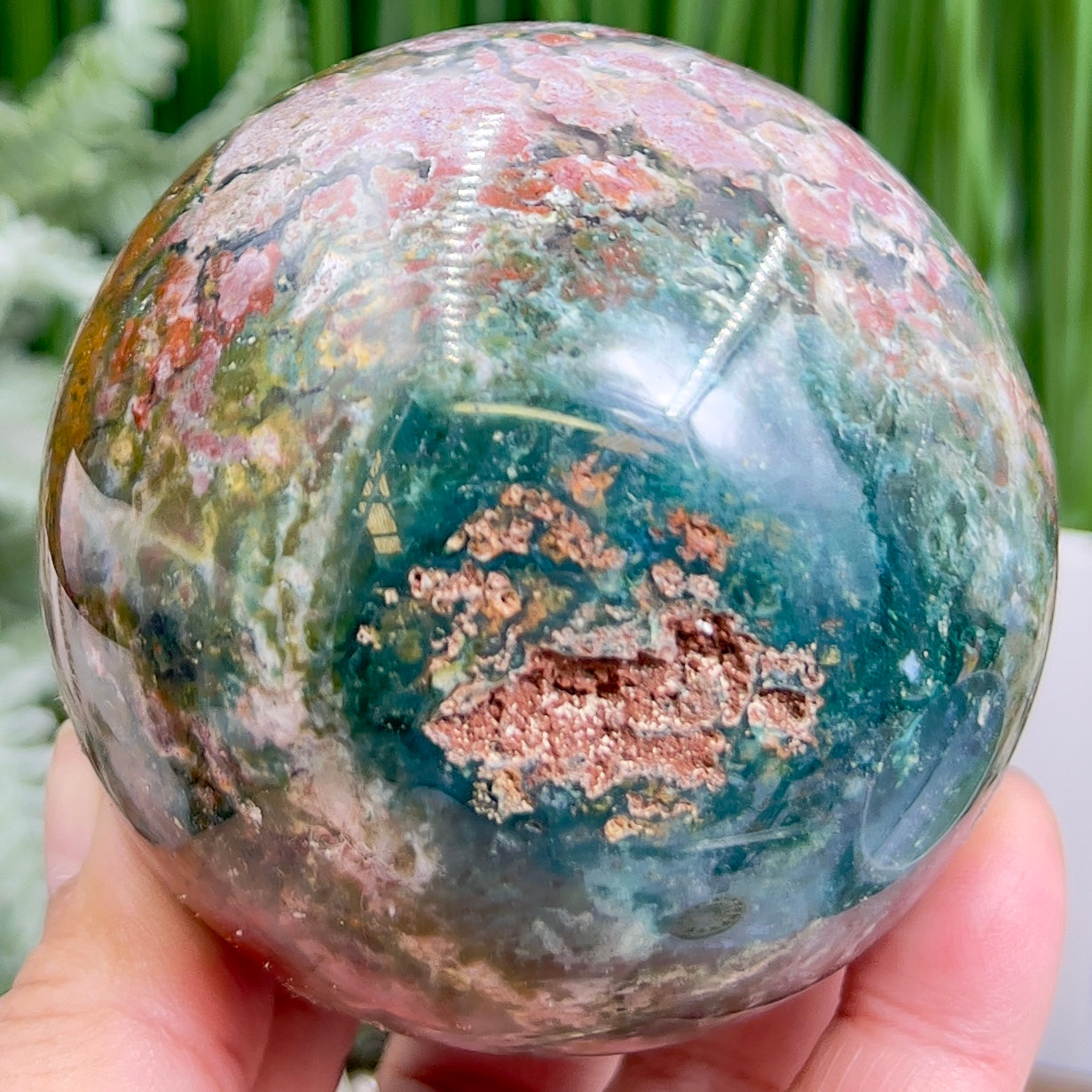 Ocean Sea Jasper Sphere Healing Crystal Ball 592g 76mm