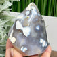 Orca Agate Ocean Agate Ocean Orbicular Agate With Quartz Flame Healing Crystal Carving 587g