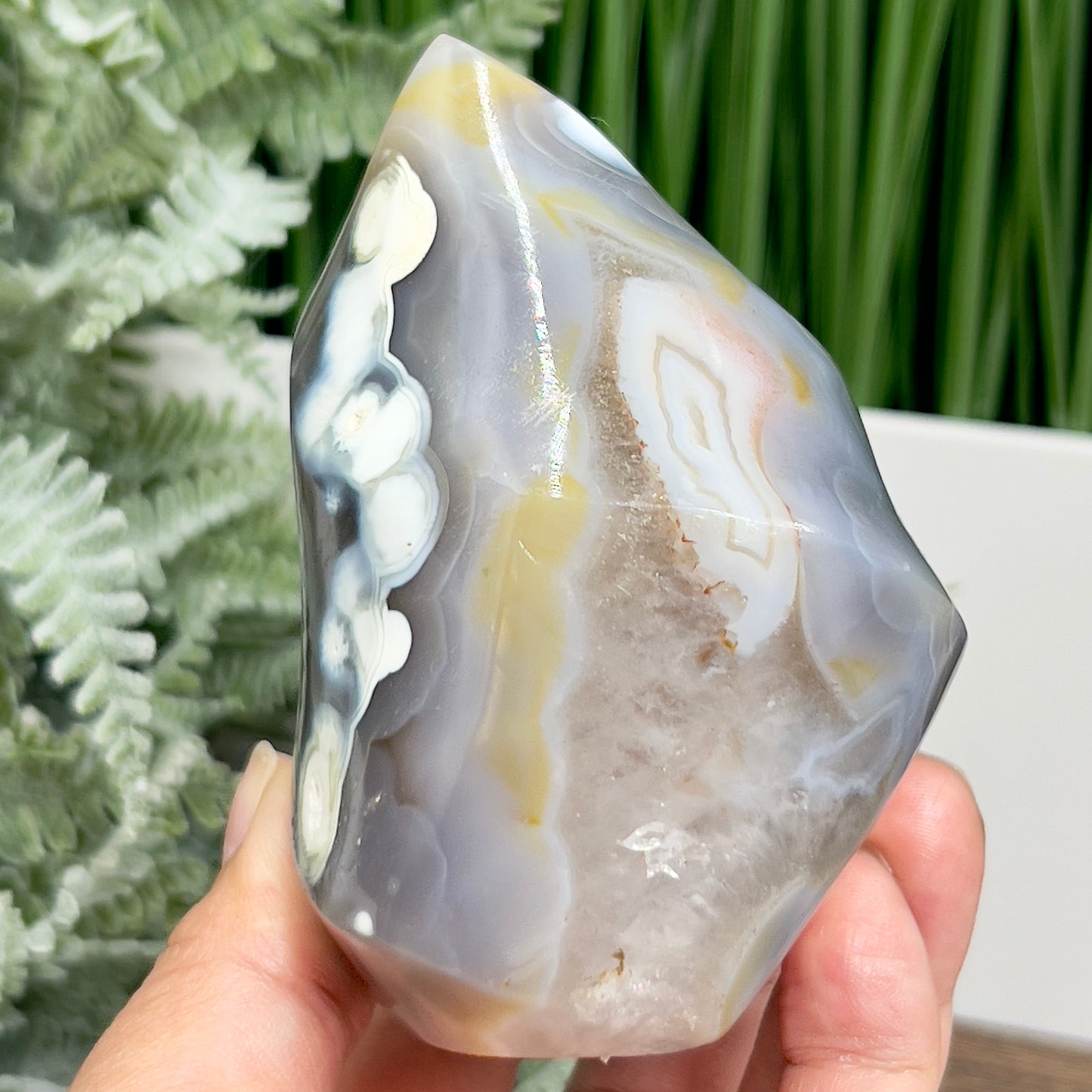 Orca Agate Ocean Agate Ocean Orbicular Agate With Quartz Flame Healing Crystal Carving 587g