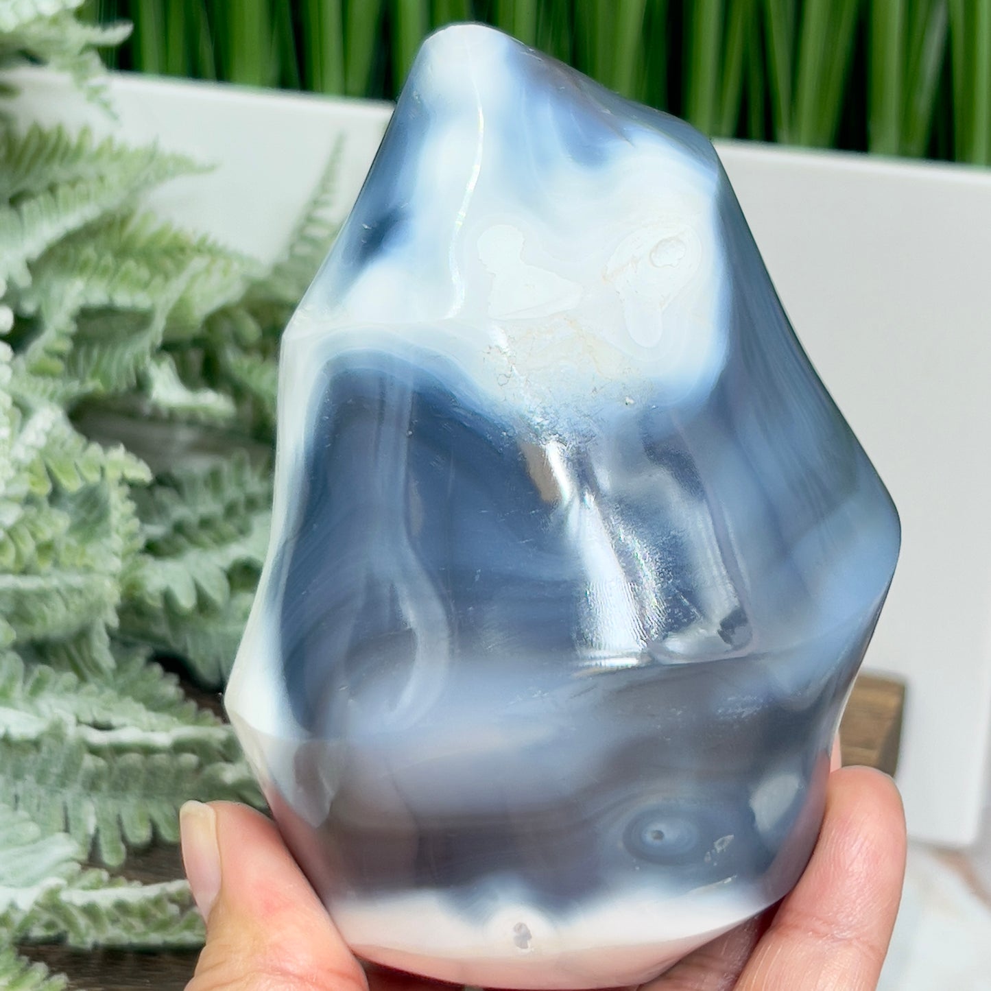 Orca Agate Ocean Agate Ocean Orbicular Agate Flame Healing Crystal Carving 668g