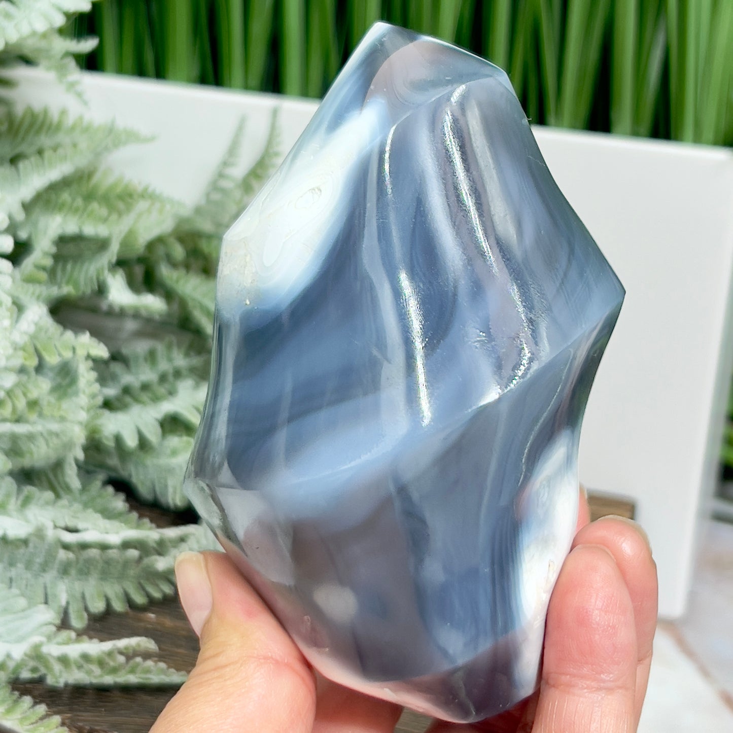 Orca Agate Ocean Agate Ocean Orbicular Agate Flame Healing Crystal Carving 668g