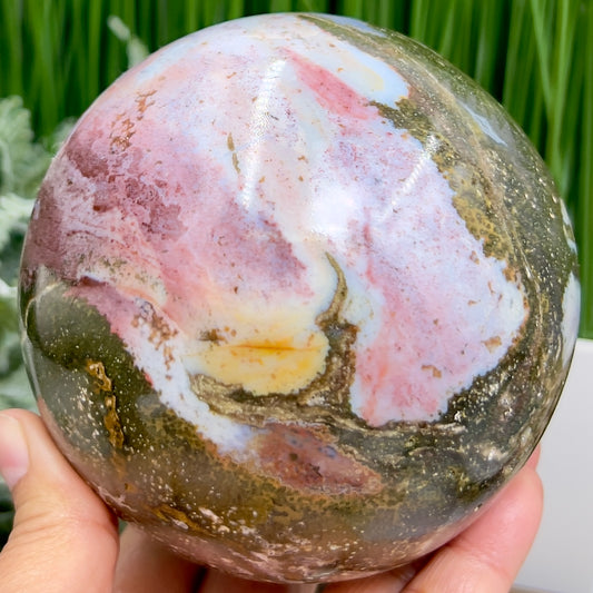 Ocean Sea Jasper Sphere Healing Crystal Ball 1595g 106mm