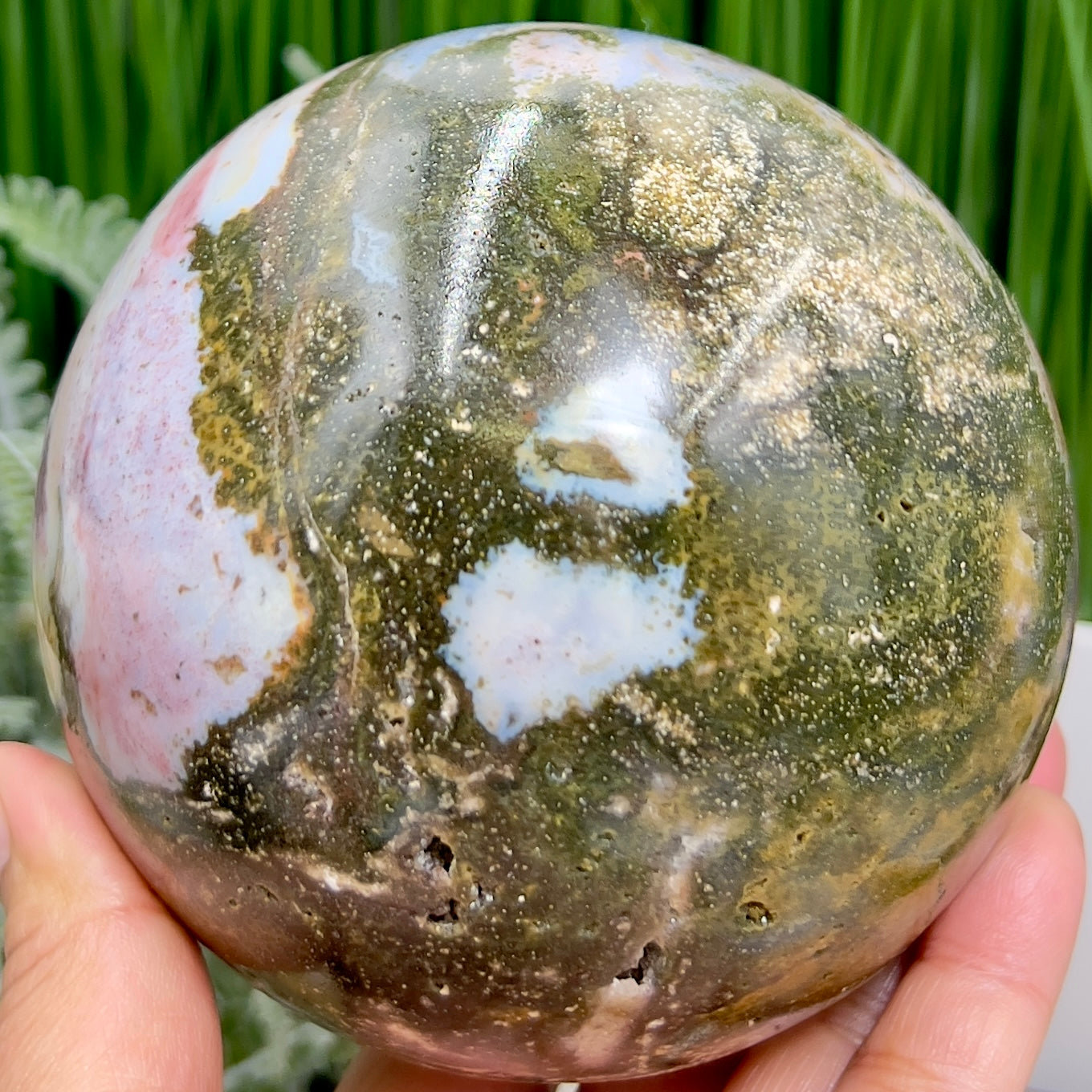 Ocean Sea Jasper Sphere Healing Crystal Ball 1595g 106mm