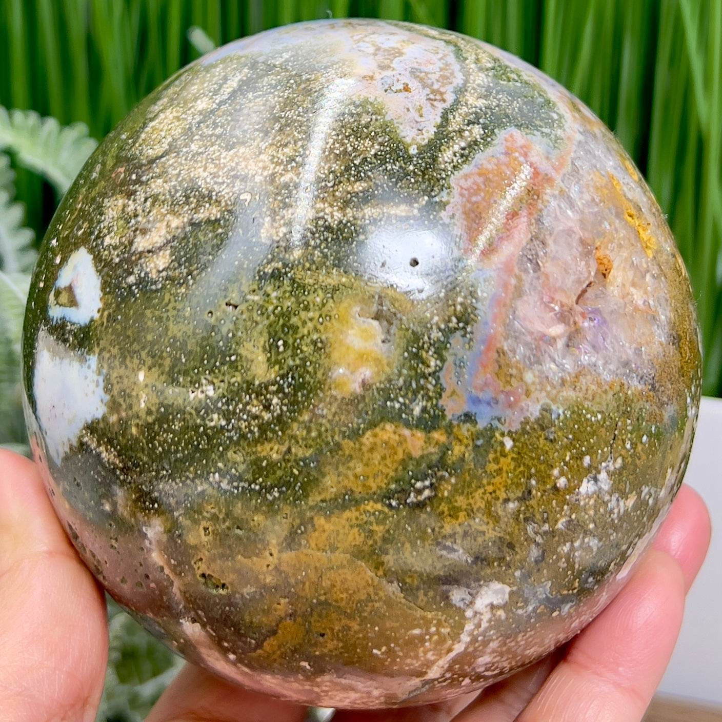 Ocean Sea Jasper Sphere Healing Crystal Ball 1595g 106mm