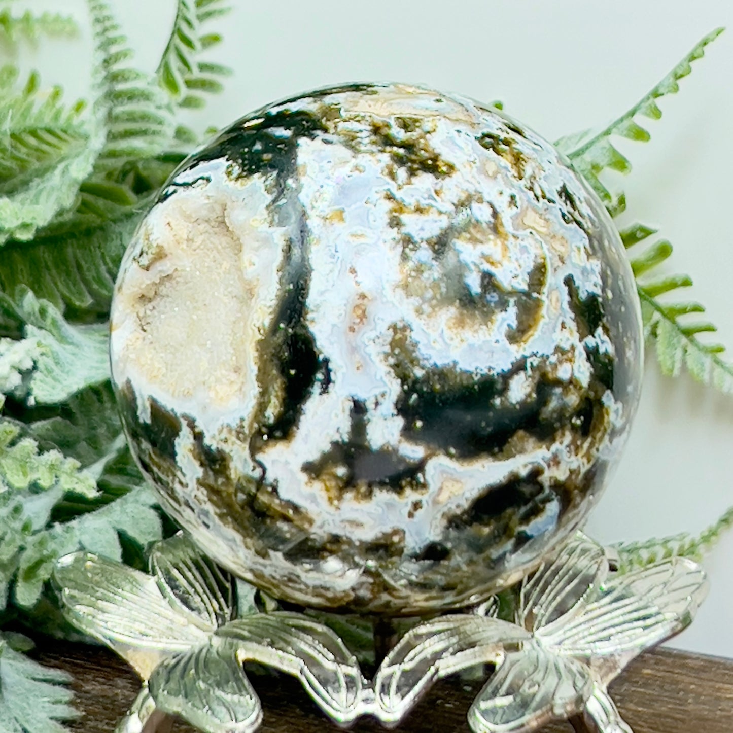 Ocean Sea Jasper Sphere Healing Crystal Ball 312g 62mm