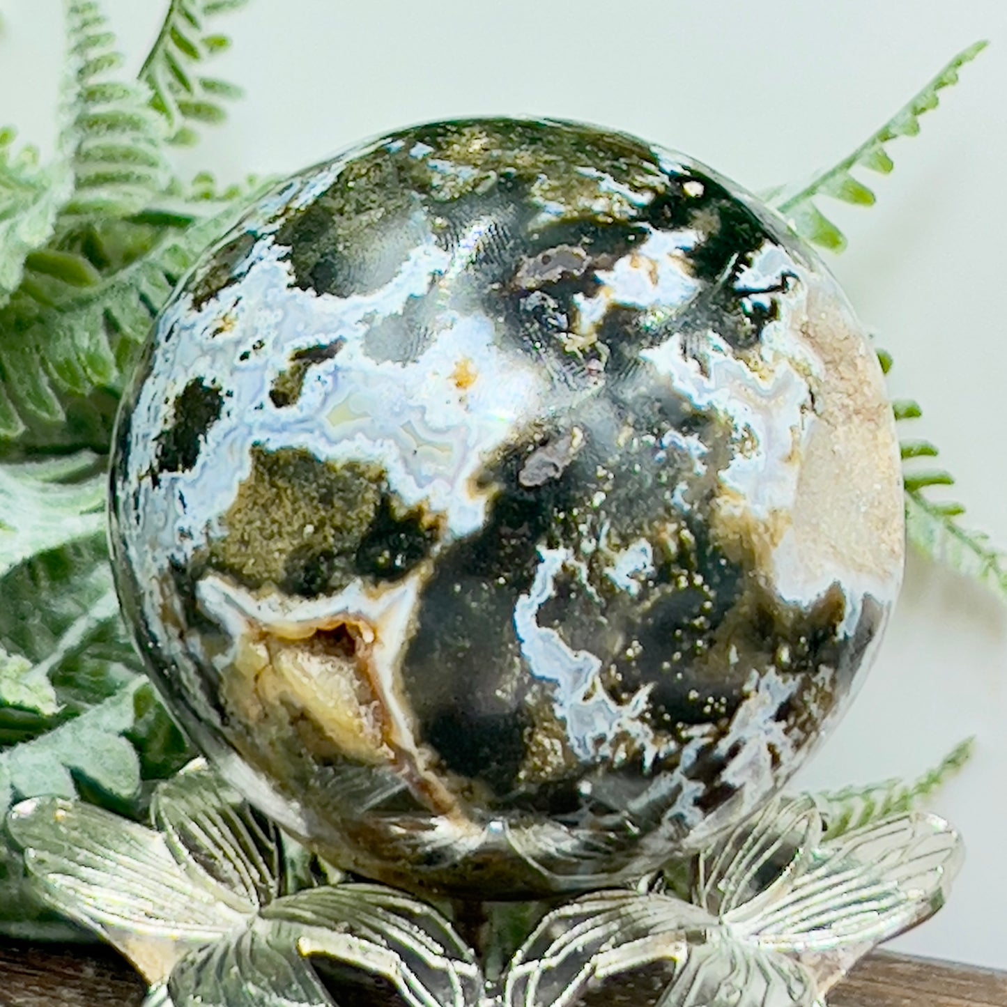 Ocean Sea Jasper Sphere Healing Crystal Ball 312g 62mm