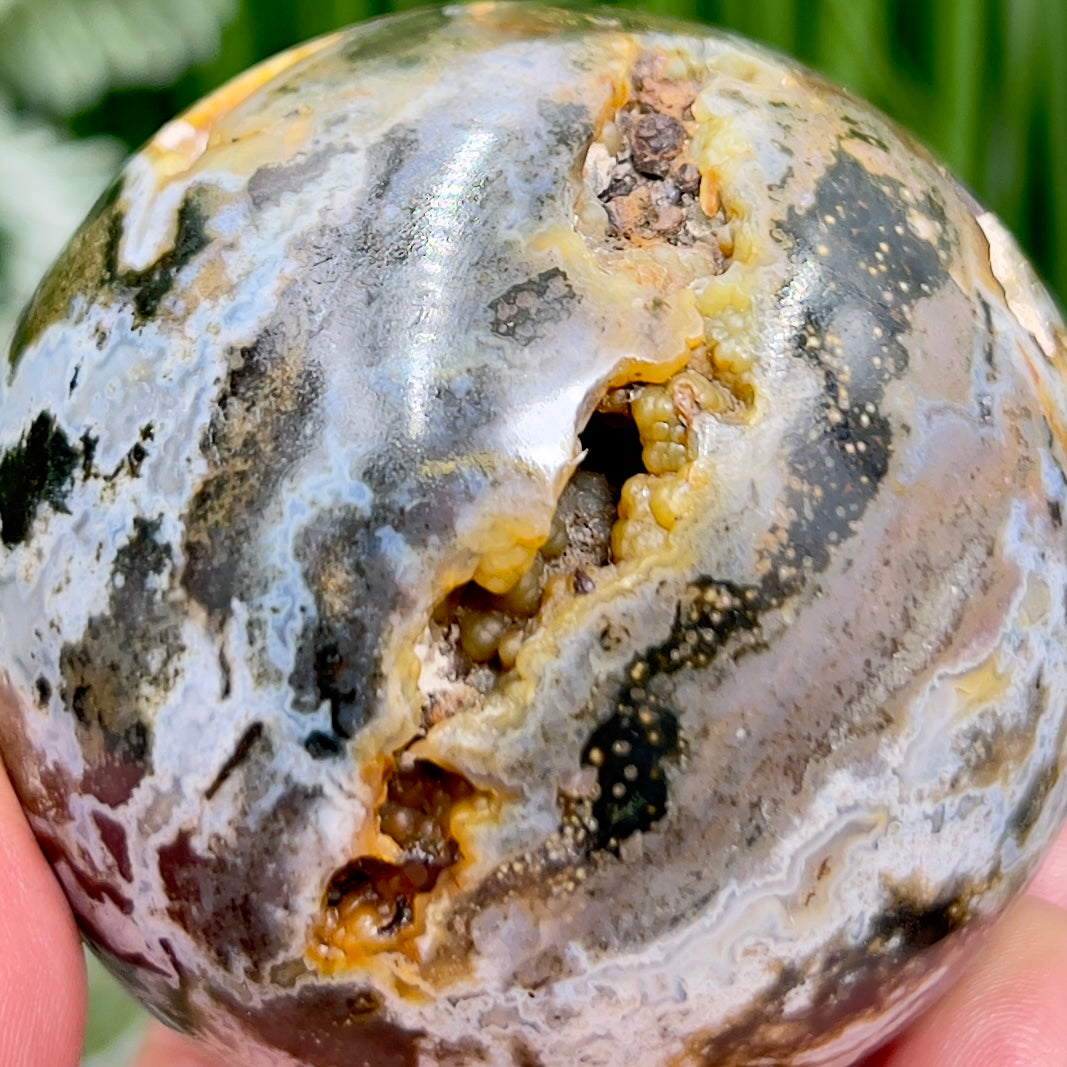 Ocean Sea Jasper Sphere Healing Crystal Ball 312g 62mm