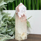 Pink Amethyst Flower Agate Quartz Tower Healing Crystal Generator 258g 129mm