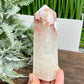 Pink Amethyst Flower Agate Quartz Tower Healing Crystal Generator 258g 129mm