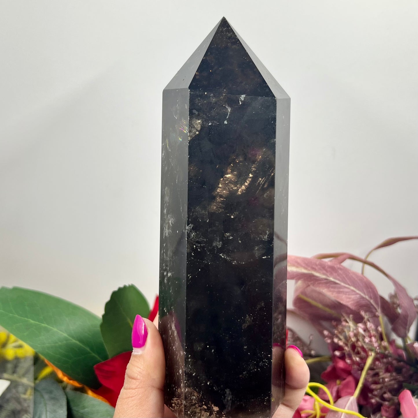 Smoky Quartz Tower Crystal Gemerator Rainbows 1071g 185mm