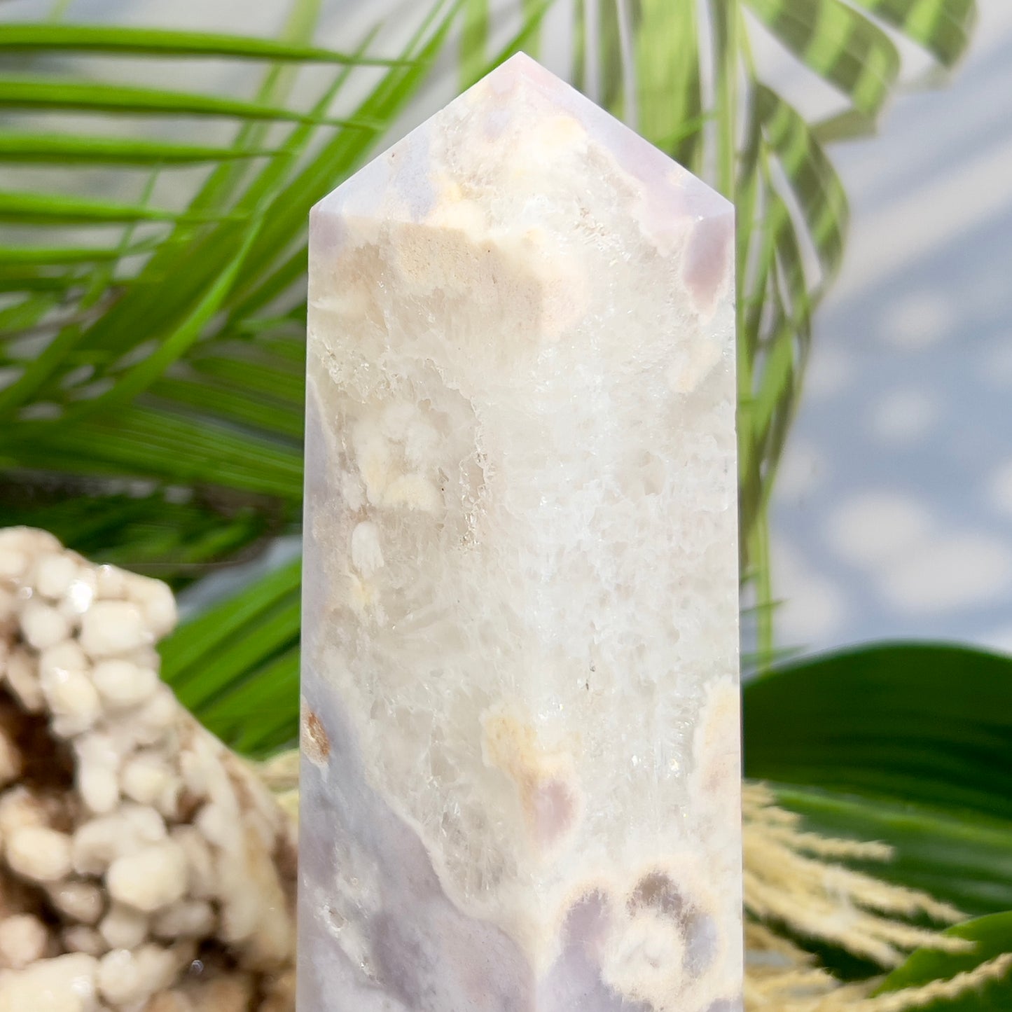 Pink Amethyst Flower Agate Quartz Tower Healing Crystal Generator 901g 200mm