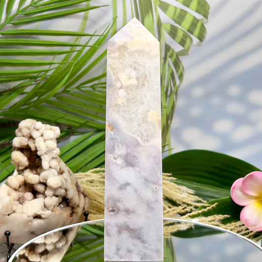 Pink Amethyst Flower Agate Quartz Tower Healing Crystal Generator 901g 200mm