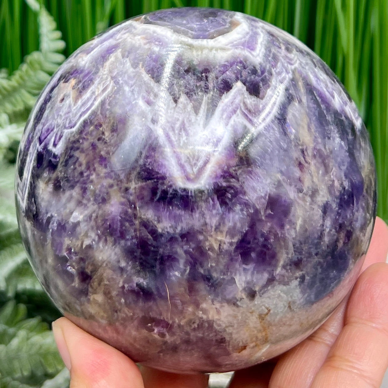 Chevron Dream Amethyst Purple Sphere Healing Crystal Ball 1386g 101mm