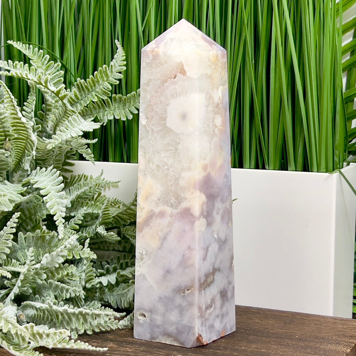 Pink Amethyst Flower Agate Quartz Tower Healing Crystal Generator 901g 200mm