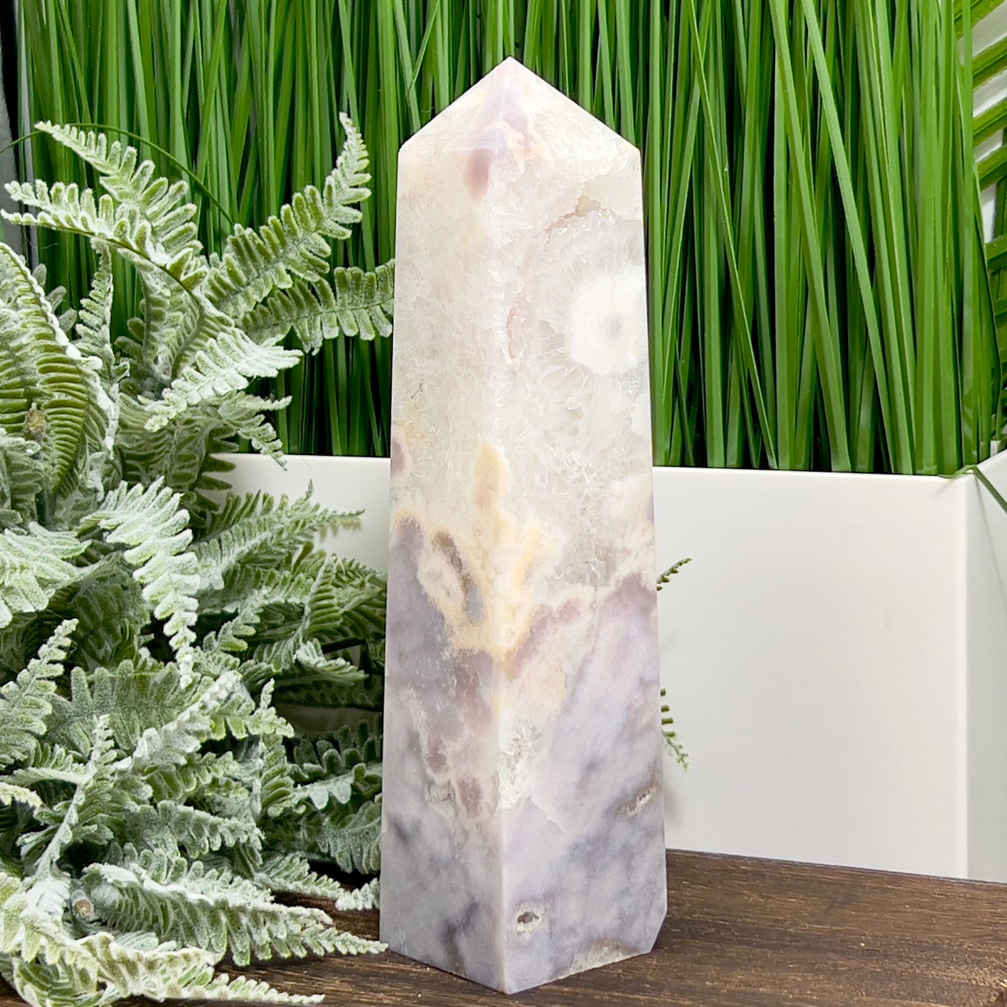 Pink Amethyst Flower Agate Quartz Tower Healing Crystal Generator 901g 200mm