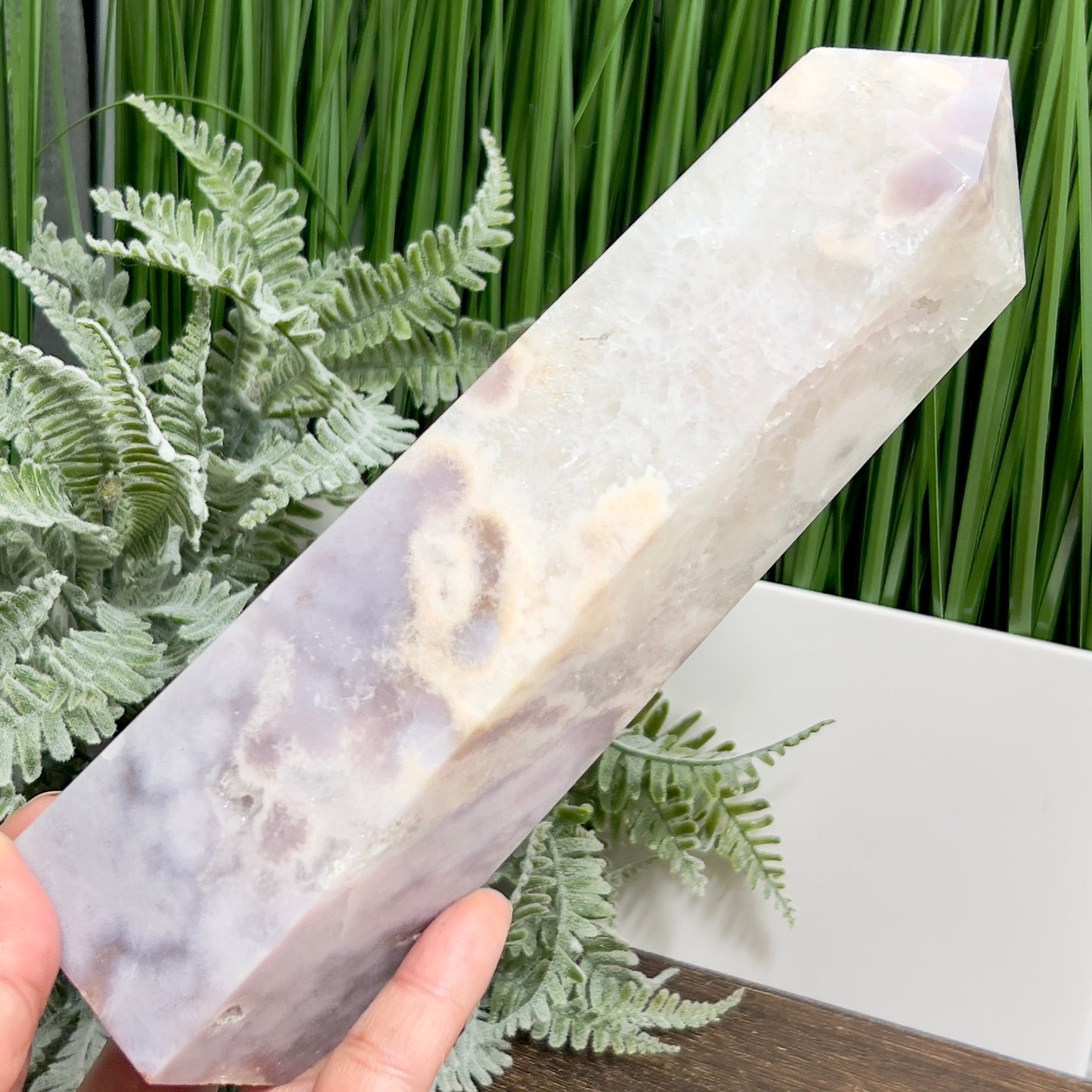 Pink Amethyst Flower Agate Quartz Tower Healing Crystal Generator 901g 200mm