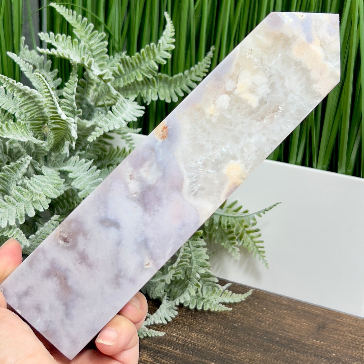 Pink Amethyst Flower Agate Quartz Tower Healing Crystal Generator 901g 200mm