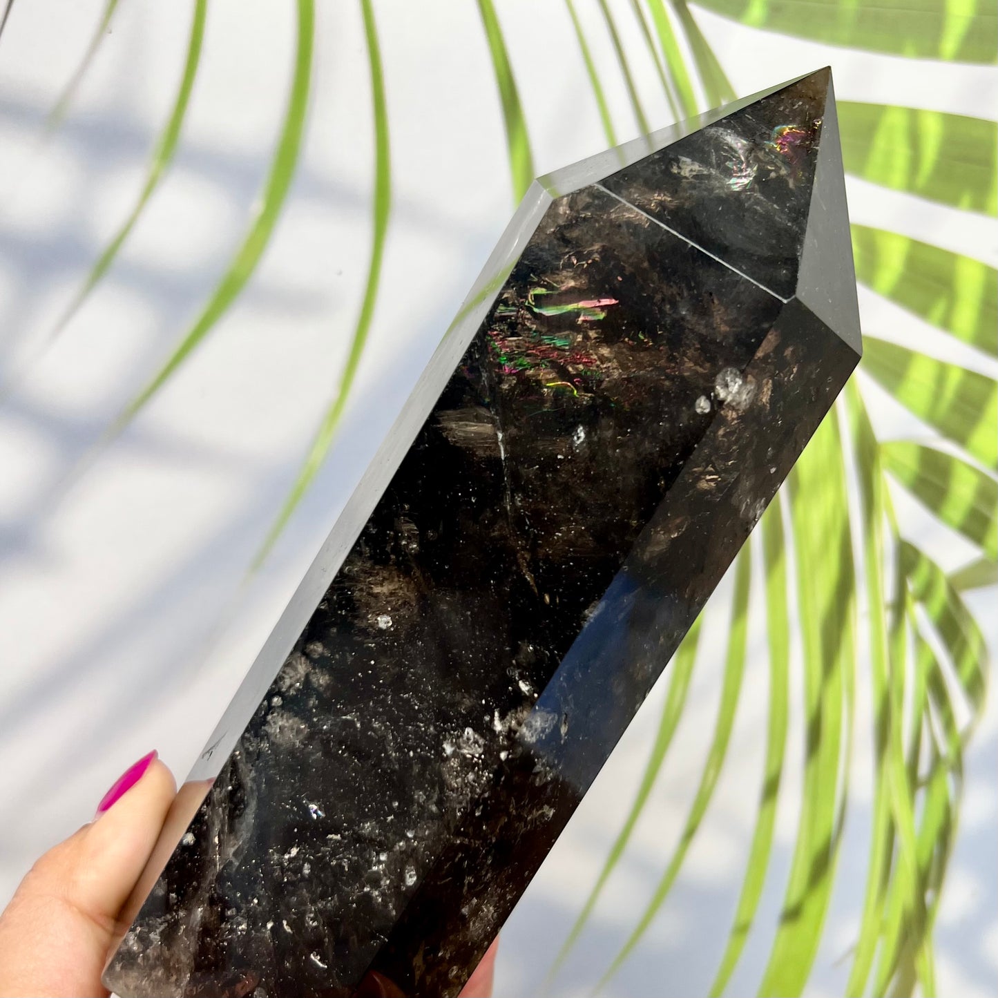 Smoky Quartz Tower Crystal Gemerator Rainbows 1071g 185mm