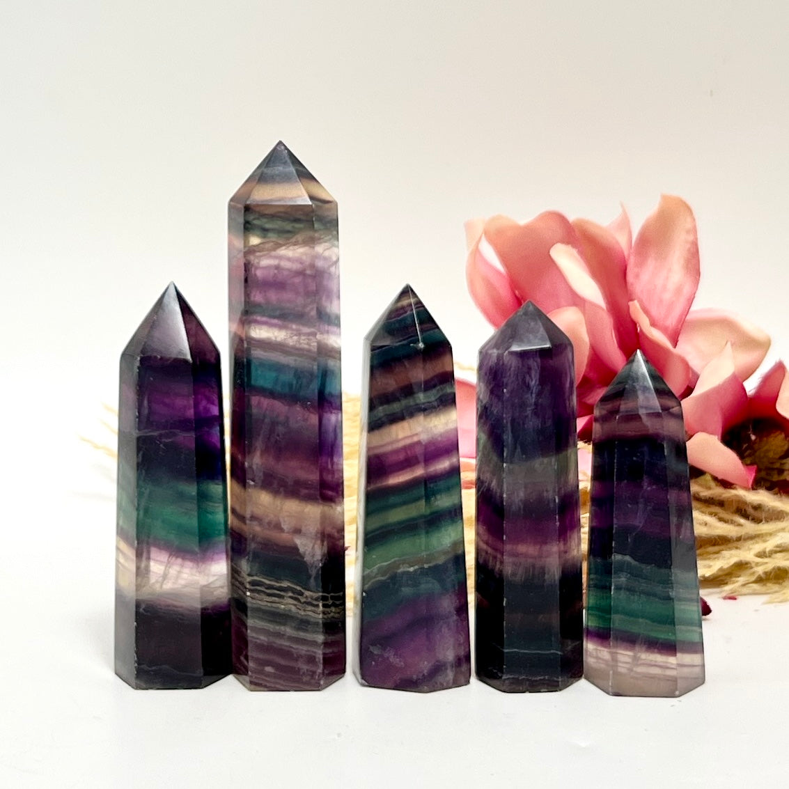 Rainbow Fluorite Points Towers Crystal Generators