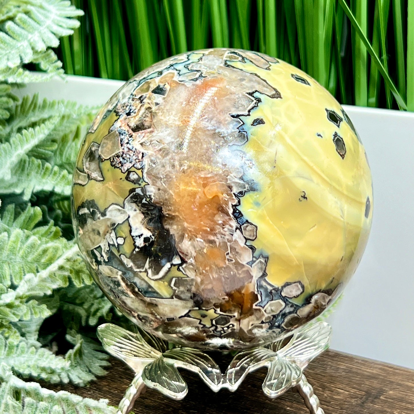 Mosaic Chalcedony Quartz Sphere RARE Large Crystal Ball 1078g 94mm