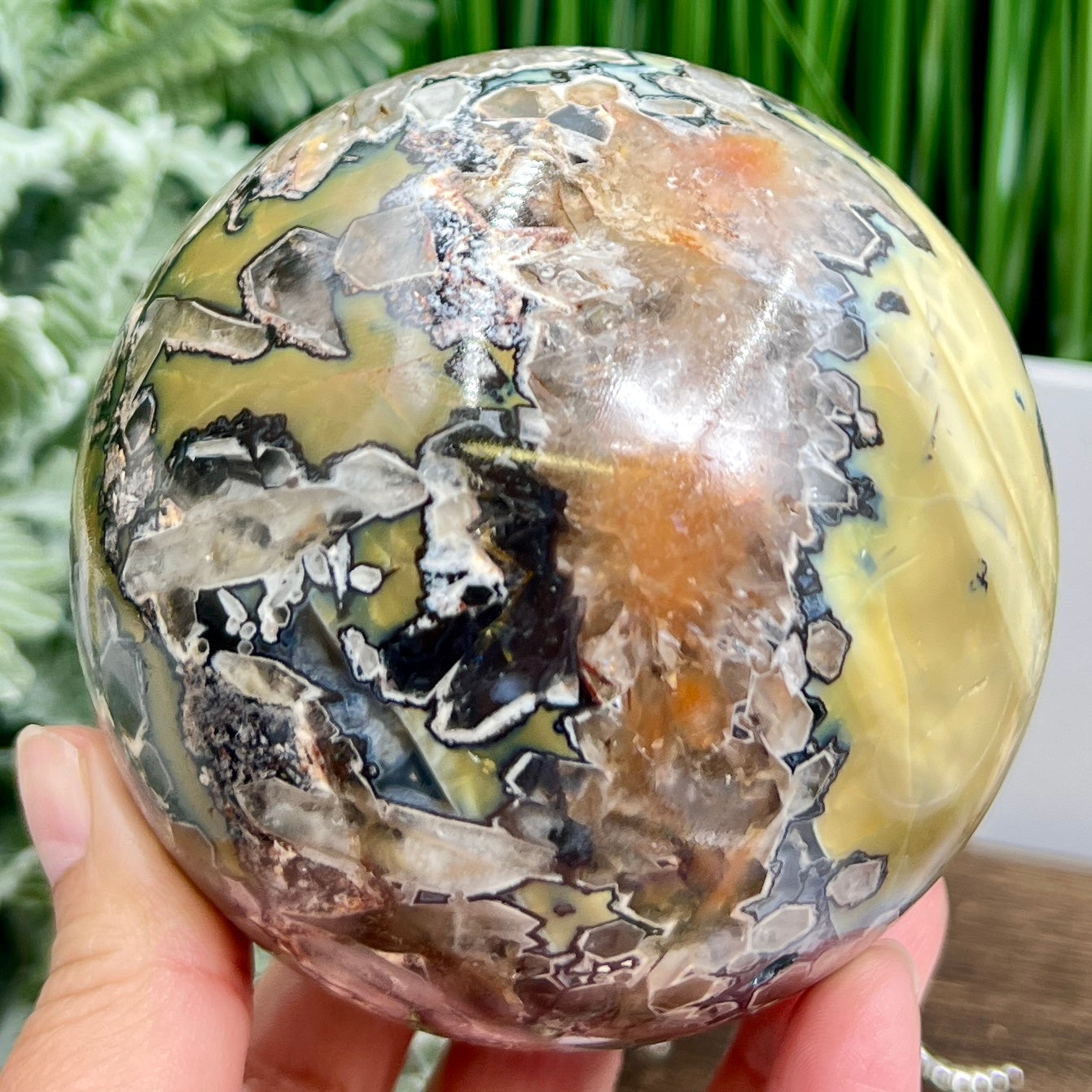 Mosaic Chalcedony Quartz Sphere RARE Large Crystal Ball 1078g 94mm