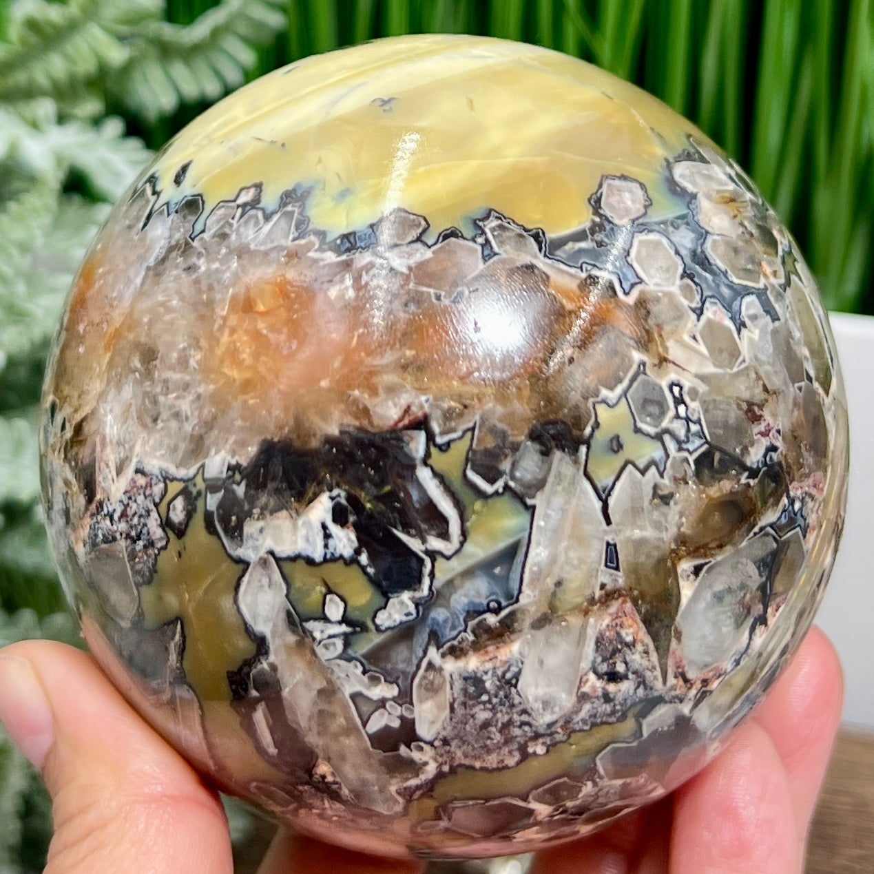 Mosaic Chalcedony Quartz Sphere RARE Large Crystal Ball 1078g 94mm