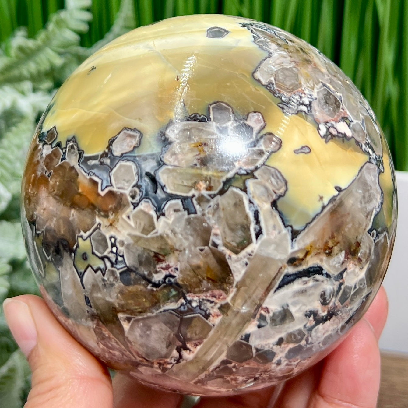 Mosaic Chalcedony Quartz Sphere RARE Large Crystal Ball 1078g 94mm