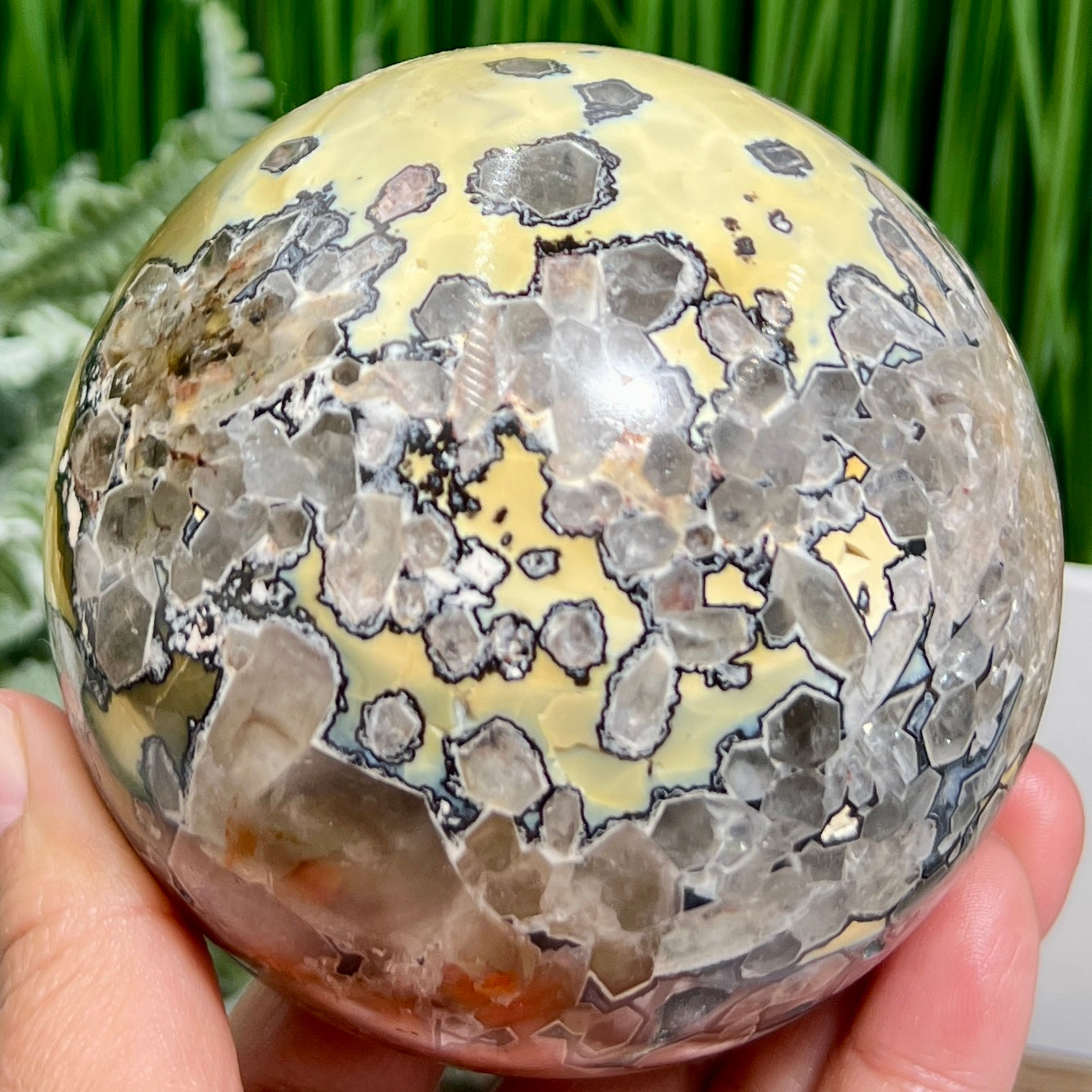 Mosaic Chalcedony Quartz Sphere RARE Large Crystal Ball 1078g 94mm