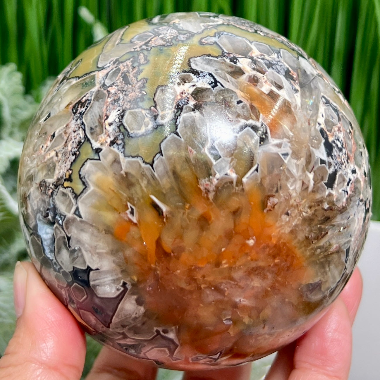 Mosaic Chalcedony Quartz Sphere RARE Large Crystal Ball 1078g 94mm