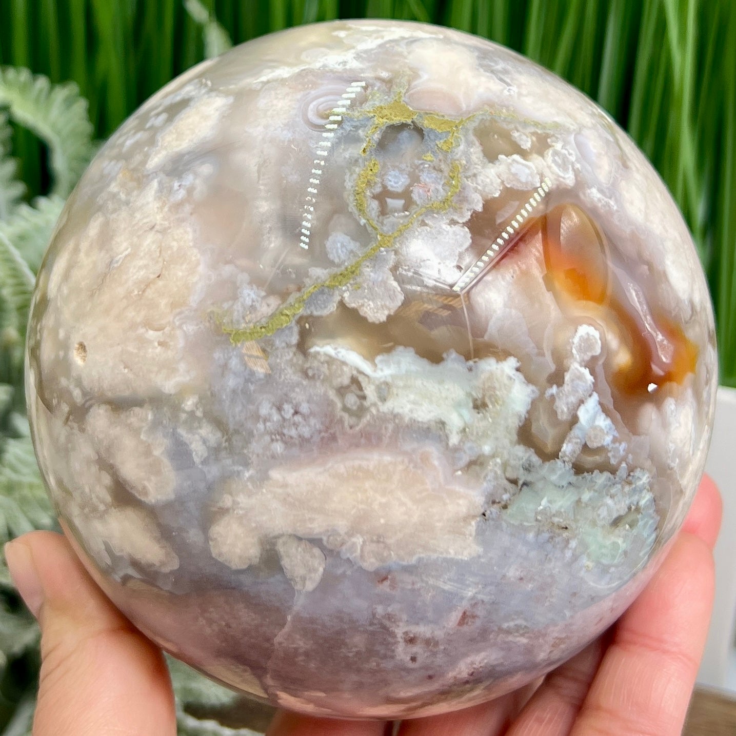 Flower Agate Sphere Healing Crystal Ball 1994g 114mm