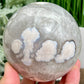 Pink Blue Flower Agate Quartz Sphere Crystal Ball 948g 88mm