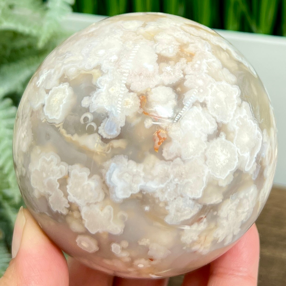 Flower Agate Sphere Healing Crystal Ball 676g 79mm