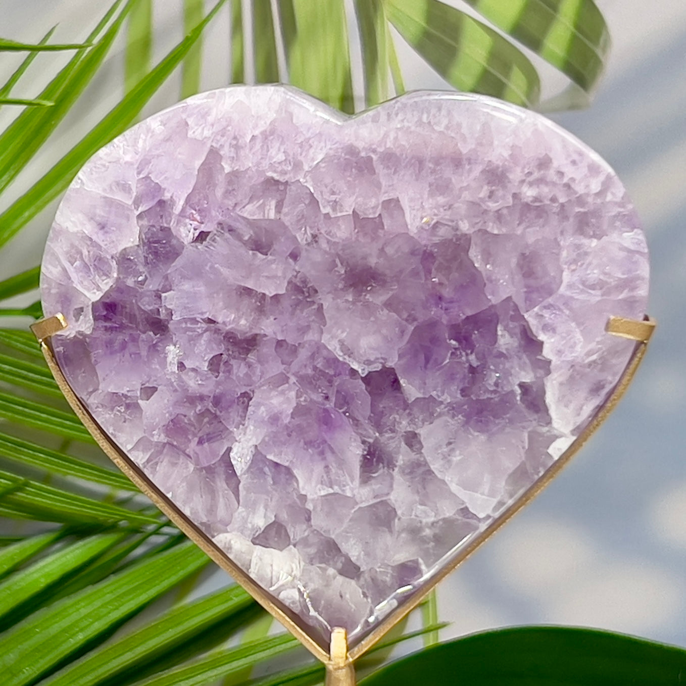 Amethyst Heart with Stand Healing Crystal Carving 392g