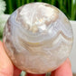 Flower Agate with Quartz Sphere Healing Crystal Ball 228g 55mm