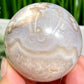 Flower Agate with Quartz Sphere Healing Crystal Ball 228g 55mm