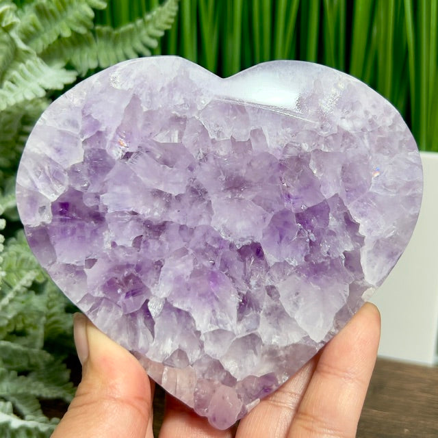 Amethyst Heart with Stand Healing Crystal Carving 392g