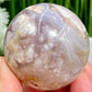 Flower Agate with Quartz Sphere Healing Crystal Ball 228g 55mm