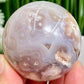 Flower Agate with Quartz Sphere Healing Crystal Ball 228g 55mm