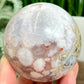 Flower Agate Sphere Healing Crystal Ball 452g 70mm