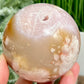 Pink Amethyst Flower Agate Sphere Healing Crystal Ball 658g 79mm