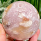 Pink Amethyst Flower Agate Sphere Healing Crystal Ball 658g 79mm