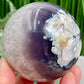 Flower Agate Purple Quartz Sphere Crystal Ball 496g 71mm