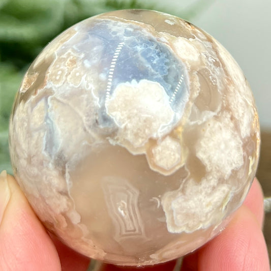 Flower Agate Sphere Healing Crystal Ball 164g 49mm