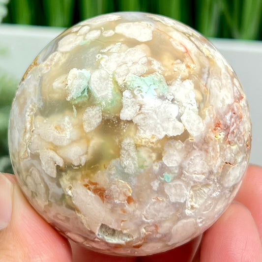 Flower Agate Sphere Healing Crystal Ball 224g 55mm