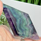 Rainbow Fluorite Diamond Rhombus on Stand Healing Crystal Home Decoration