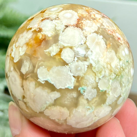 Flower Agate Sphere Healing Crystal Ball 234g 56mm