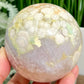 Pink Amethyst Flower Agate Pink Green Sphere Healing Crystal Ball 626g 77mm